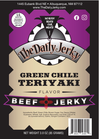 Green Chile Teriyaki Beef Jerky - The Daily JerkyBeef Jerky