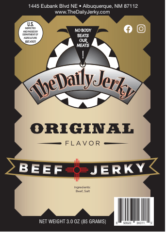 The Daily Jerky original beef jerky bag with ingredients list